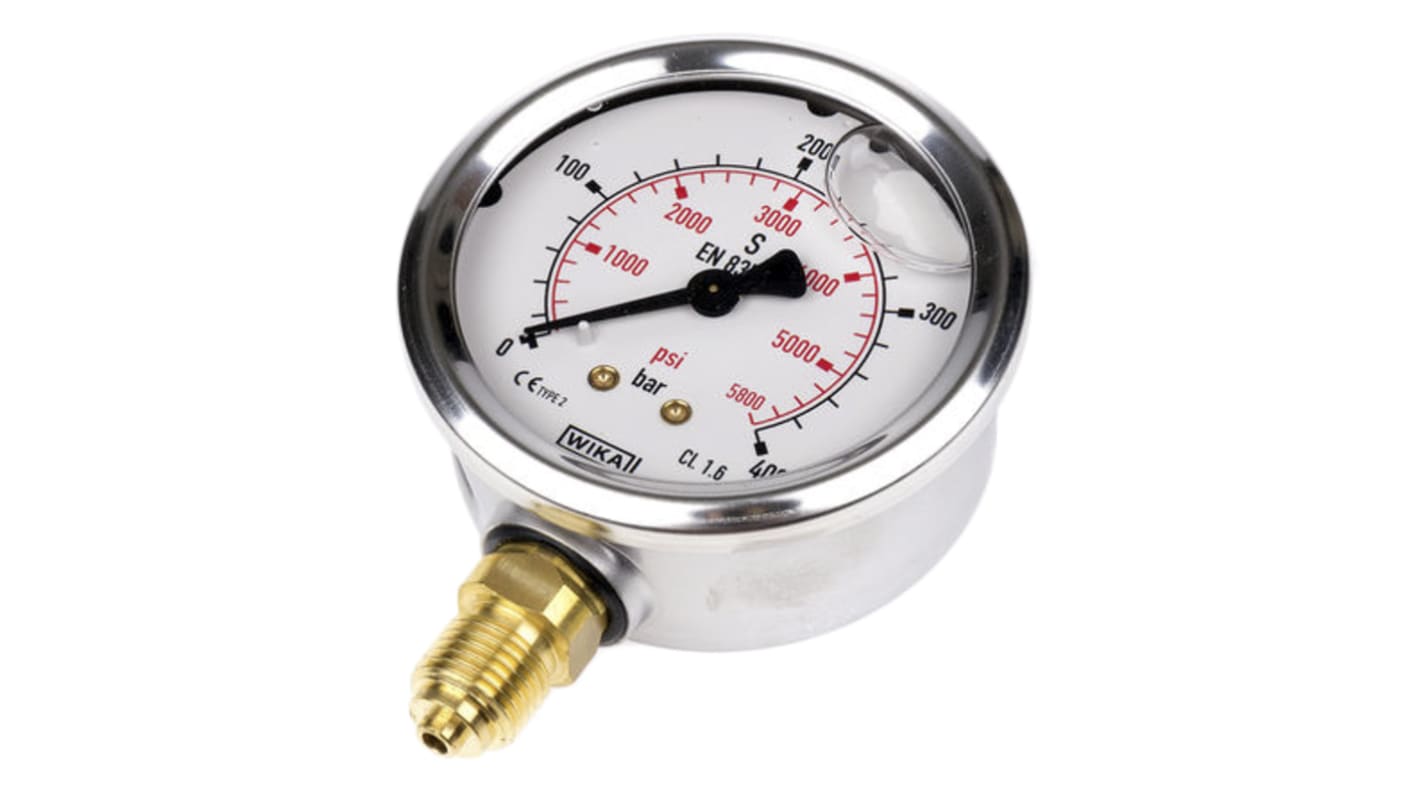 WIKA G 1/4 Analogue Pressure Gauge 400bar Bottom Entry, 9626969, UKAS, 0bar min.