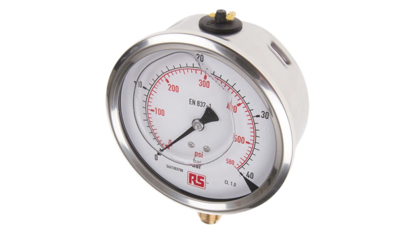 NEUTRAL G 3/8 Analogue Pressure Gauge 40bar Bottom Entry, 7075601, UKAS, 0bar min.