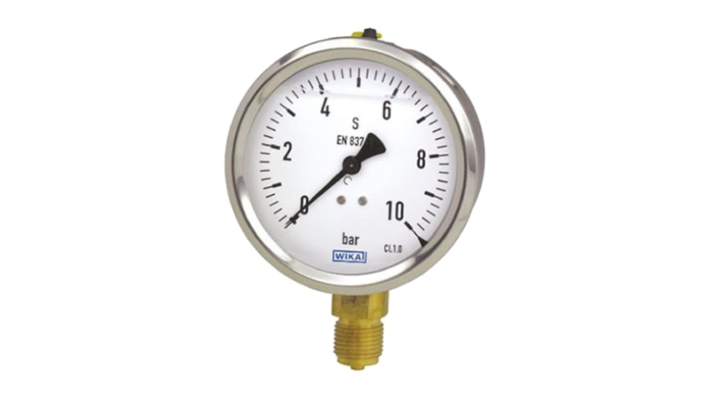 WIKA Analogue Pressure Gauge 160bar Bottom Entry, 7075635, UKAS, 0bar min.