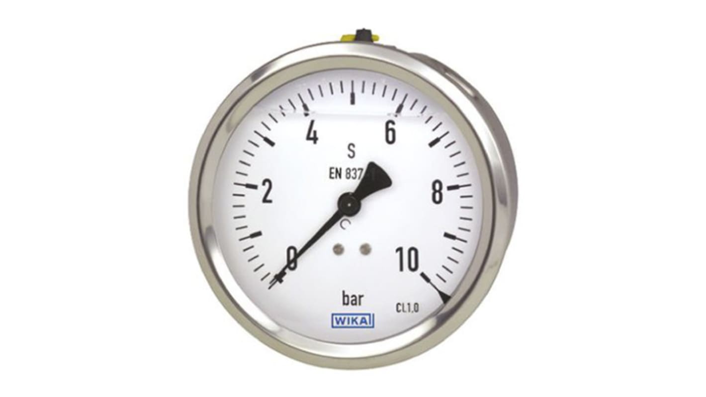 WIKA G 1/4 Analogue Pressure Gauge 16bar Back Entry, 7075554, UKAS, 0bar min.