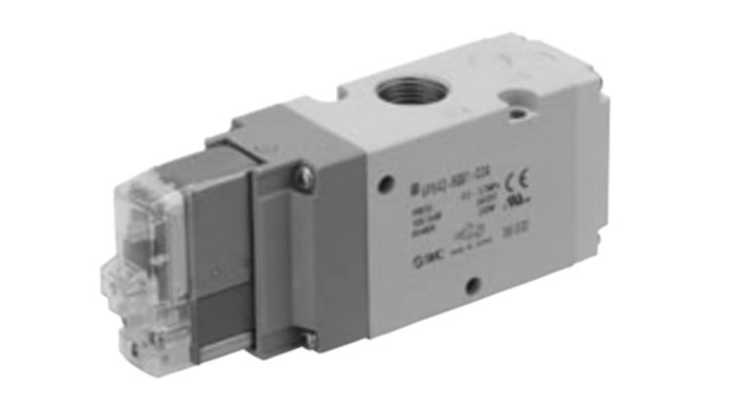 Elettrovalvole per pneumatica SMC, G 3/8, funzione 3/2, azionamento Solenoide/Pilota, 24V cc