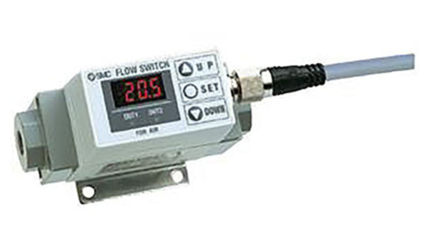 SMC PF2A Series Flow Controller, 500 L/min, PNP Output, 12 → 24 V dc, 1/2 Pipe