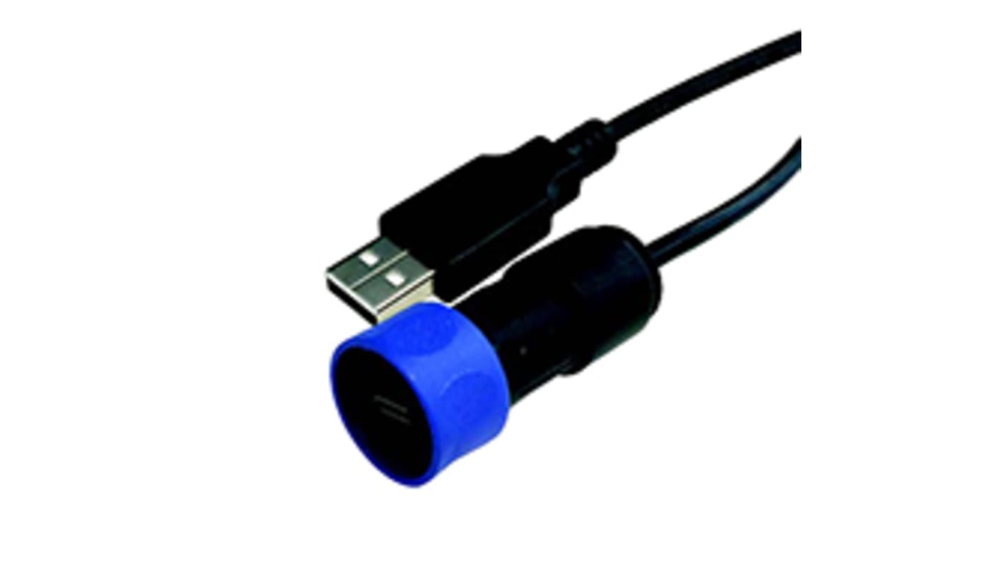 Bulgin Straight, Cable Mount, Plug to Plug Type A 2.0 USB Connector