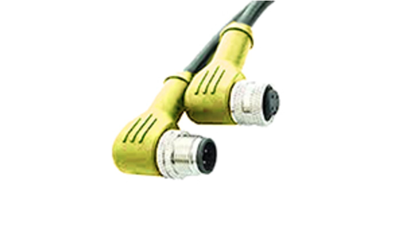 Brad from Molex Right Angle Female 3 way M8 to Right Angle Male 3 way M8 Sensor Actuator Cable, 1m