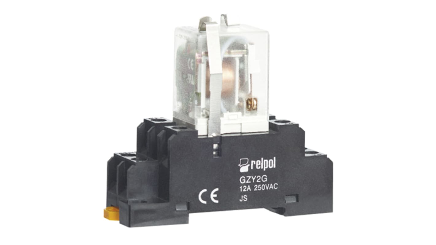 Relpol 8 Pin 250V ac DIN Rail Relay Socket, for use with RY2 Relay