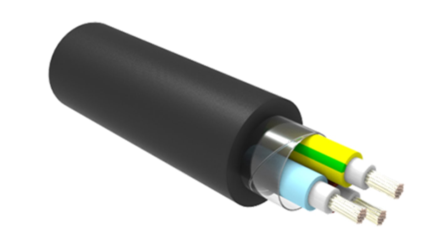 Cable de alimentación TE Connectivity C-Lite de 3 núcleos, 0,5 mm², Ø ext. 4.9mm, long. 50m, 600 V, funda LSZH, Negro,