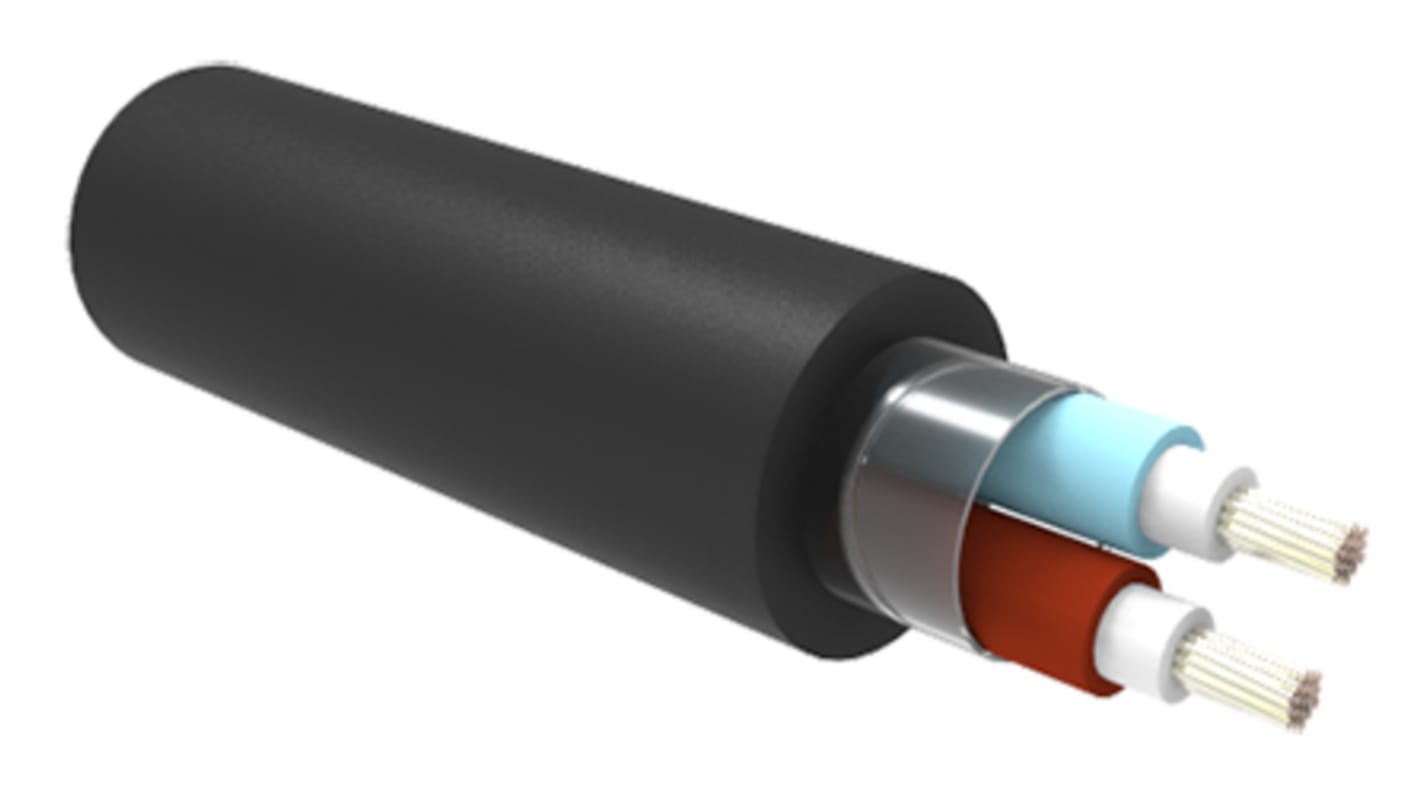 TE Connectivity C-Lite Multicore Industrial Cable, 2 Cores, 0.5 mm², Unscreened, 50m, Black Low Smoke Zero Halogen