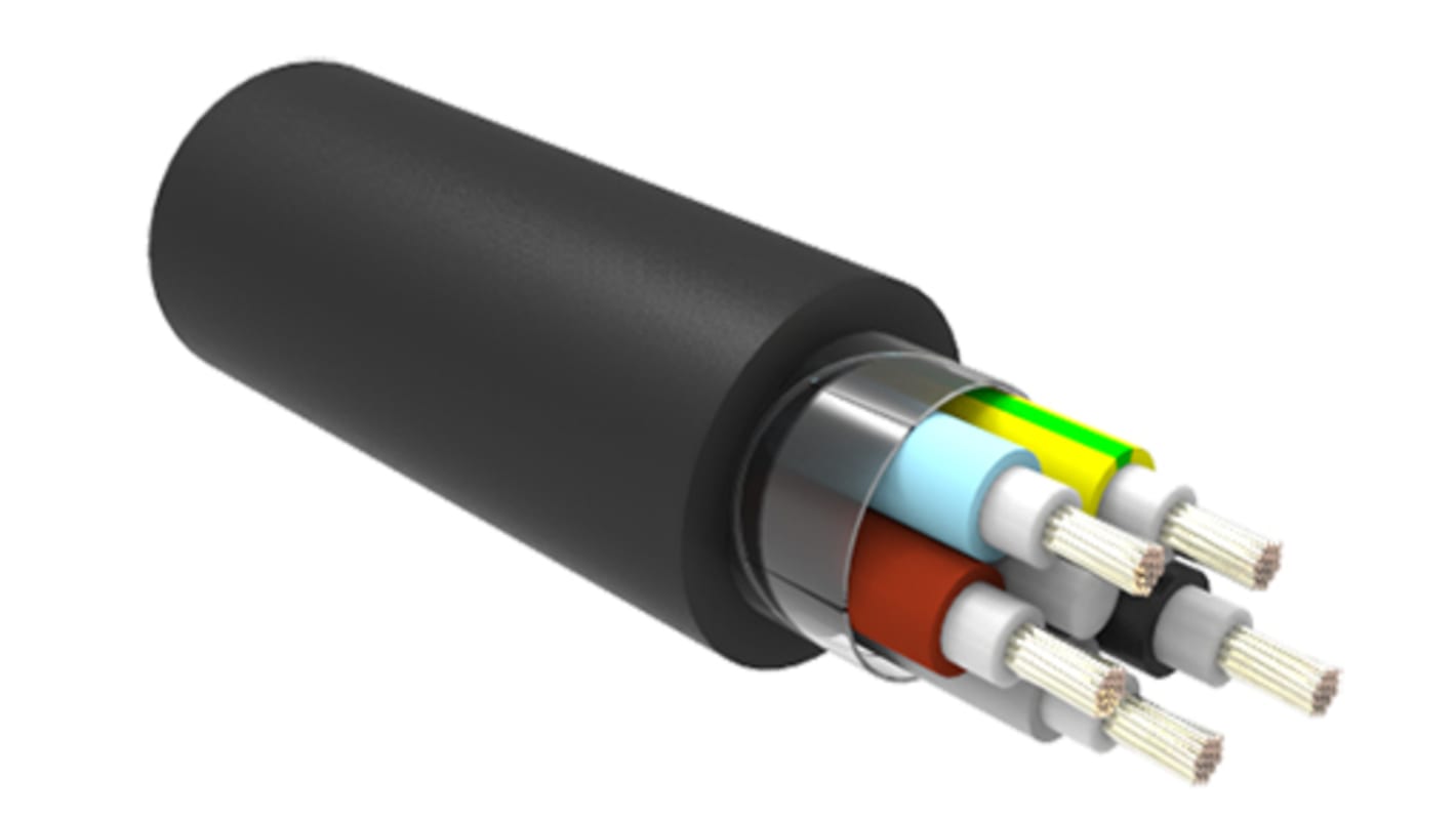 TE Connectivity C-Lite Multicore Industrial Cable, 5 Cores, 1 mm², Unscreened, 50m, Black Low Smoke Zero Halogen (LSZH)