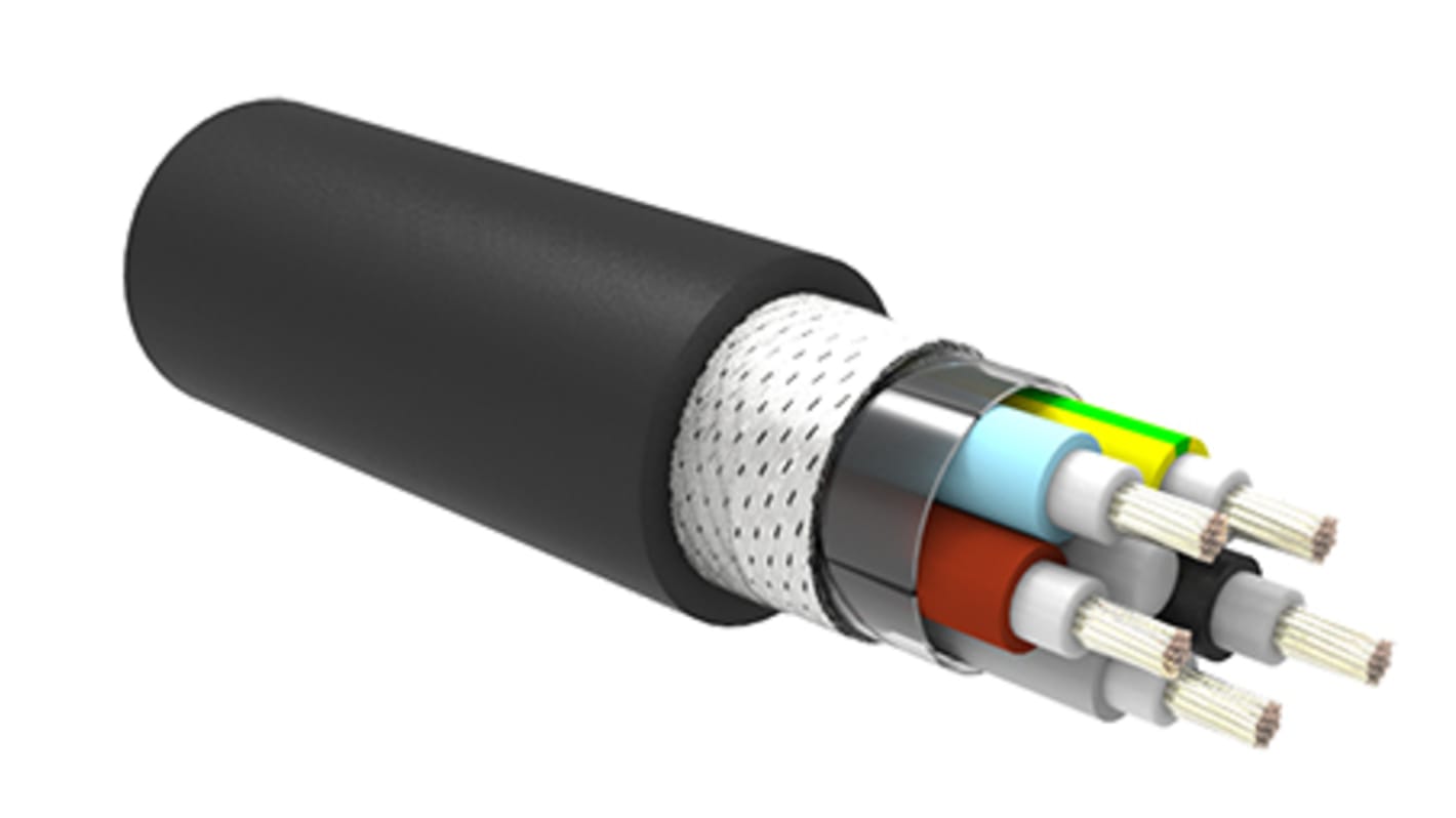 Cable multiconductor apantallado TE Connectivity C-Lite de 5 núcleos, 1,5 mm², Ø ext. 8.5mm, long. 50m, 600 V,