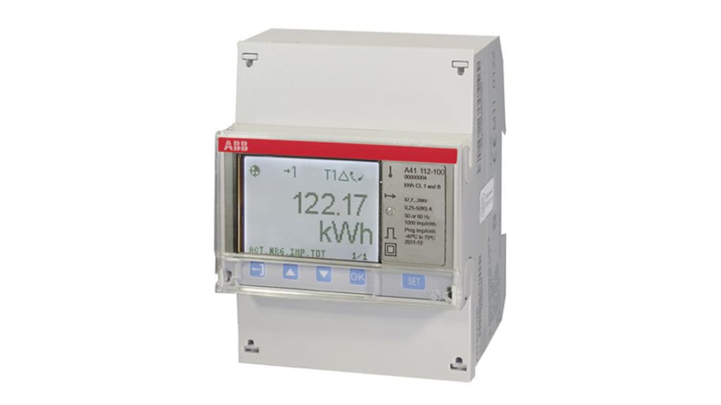 ABB Energiamérő LCD, egyfázisú, impulzuskimenettel, 1-es osztály, A sorozat