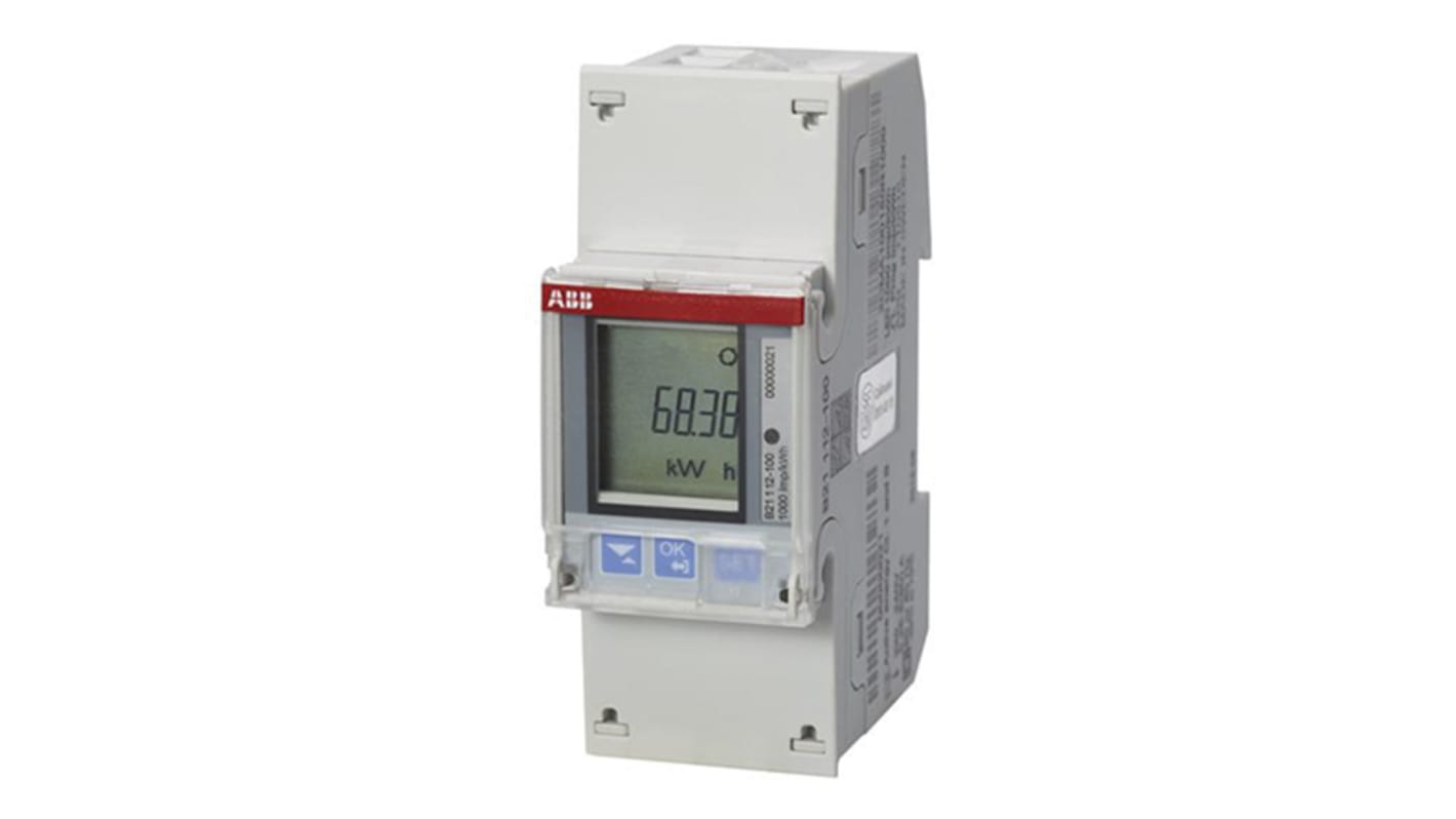 ABB B Energiemessgerät LCD 65mm x 35mm , 6-stellig / 1-phasig 1 Ausg., Impulsausgang