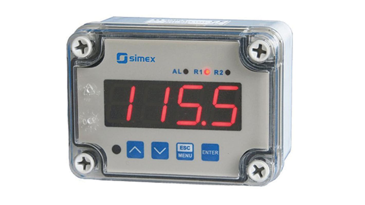 Simex Wall Mount On/Off Temperature Controller, 110 x 80mm 3 Input, 2 Output Relay, 230 V ac Supply Voltage