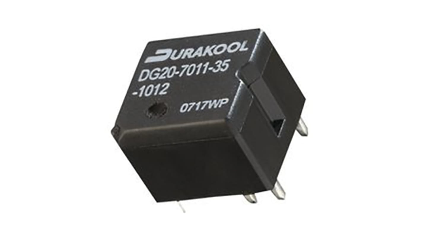 Relé para automoción Durakool, SPST, bobina 12V dc, conmutación 30A /16V dc, enchufable