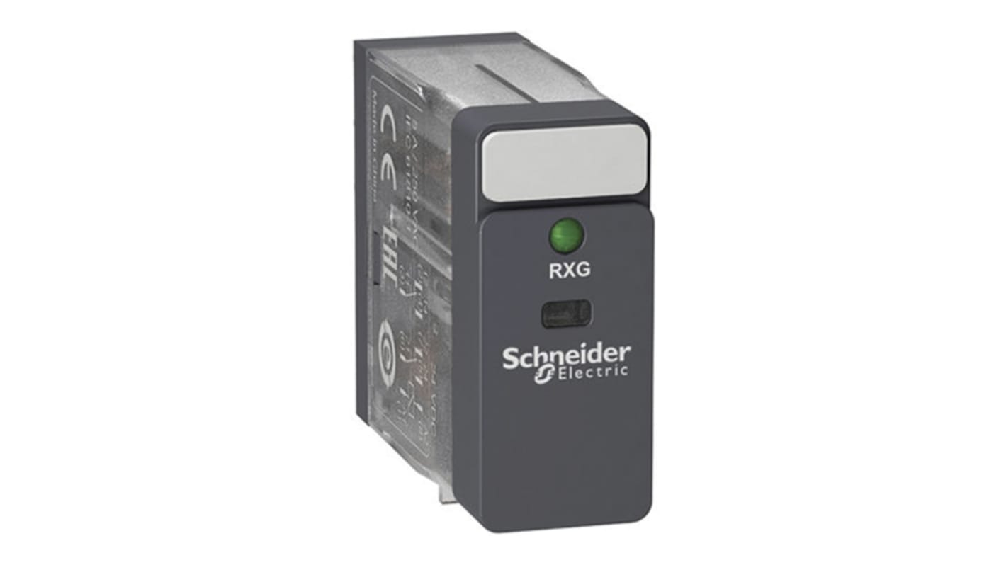 Relé de potencia sin enclavamiento Schneider Electric Harmony Relay RXG de 1 polo, SPDT, bobina 120V ac, enchufable