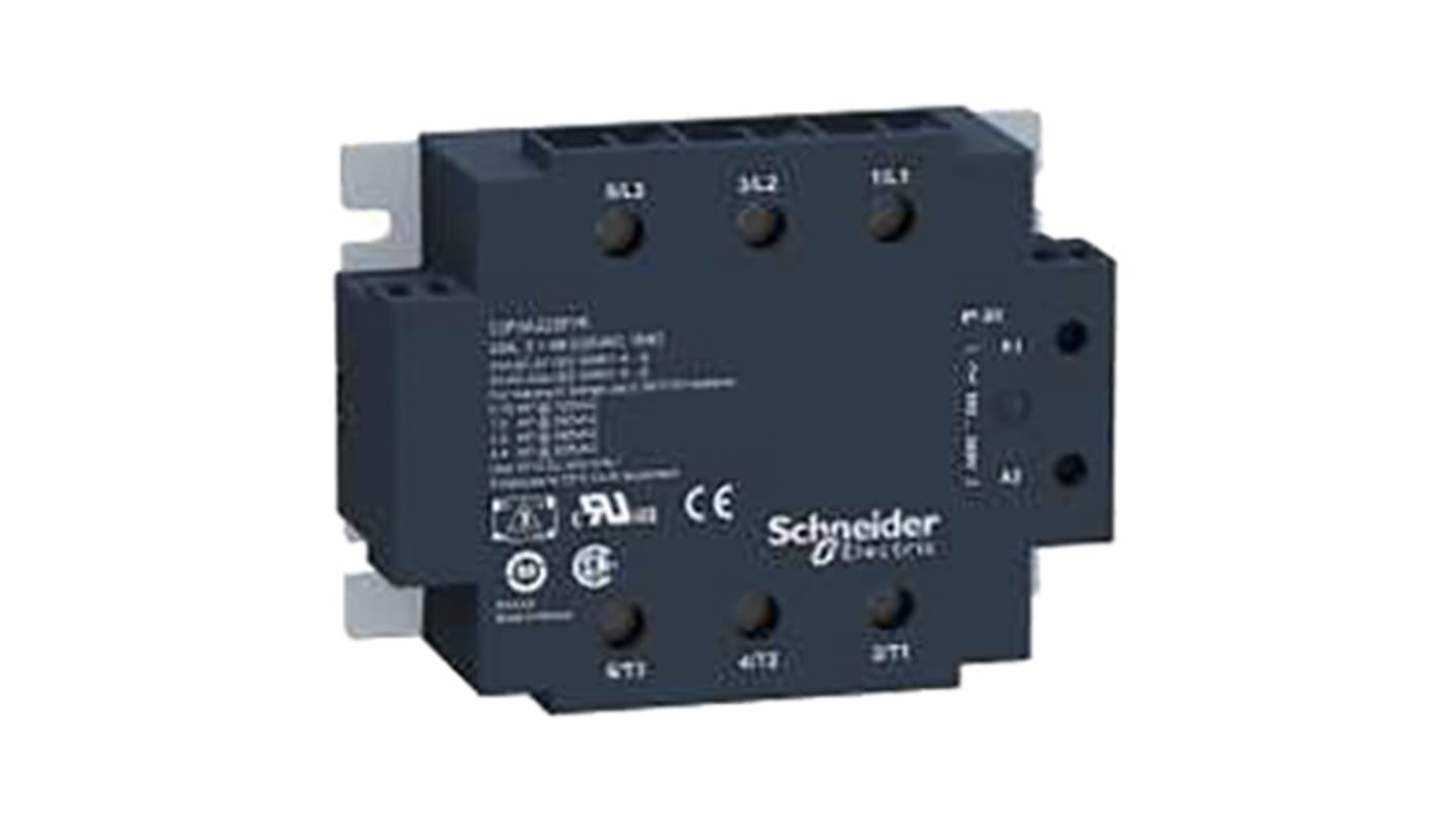 Relé de estado sólido Schneider Electric de 3 polos, contactos 3P-NA, control 90 → 140 V ac, carga 48 →