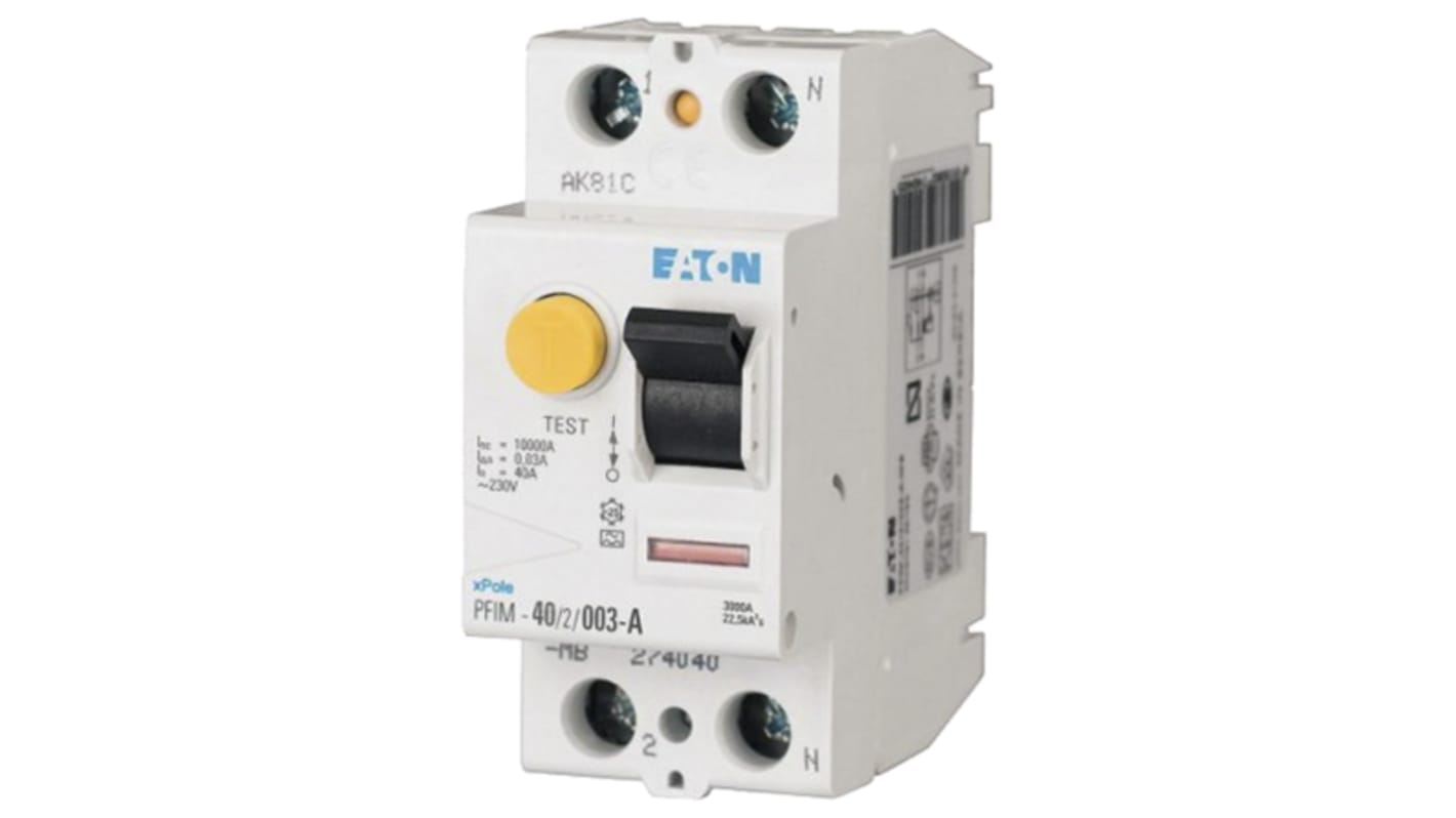 Eaton RCD, 16A, 2 Pole, 30mA, Type A