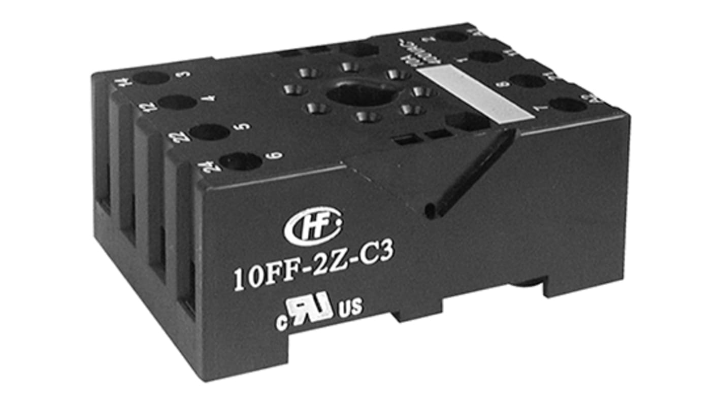Hongfa Europe GMBH 8 Pin 250V ac DIN Rail Relay Socket, for use with HF10FF & HF10FH Series Relays