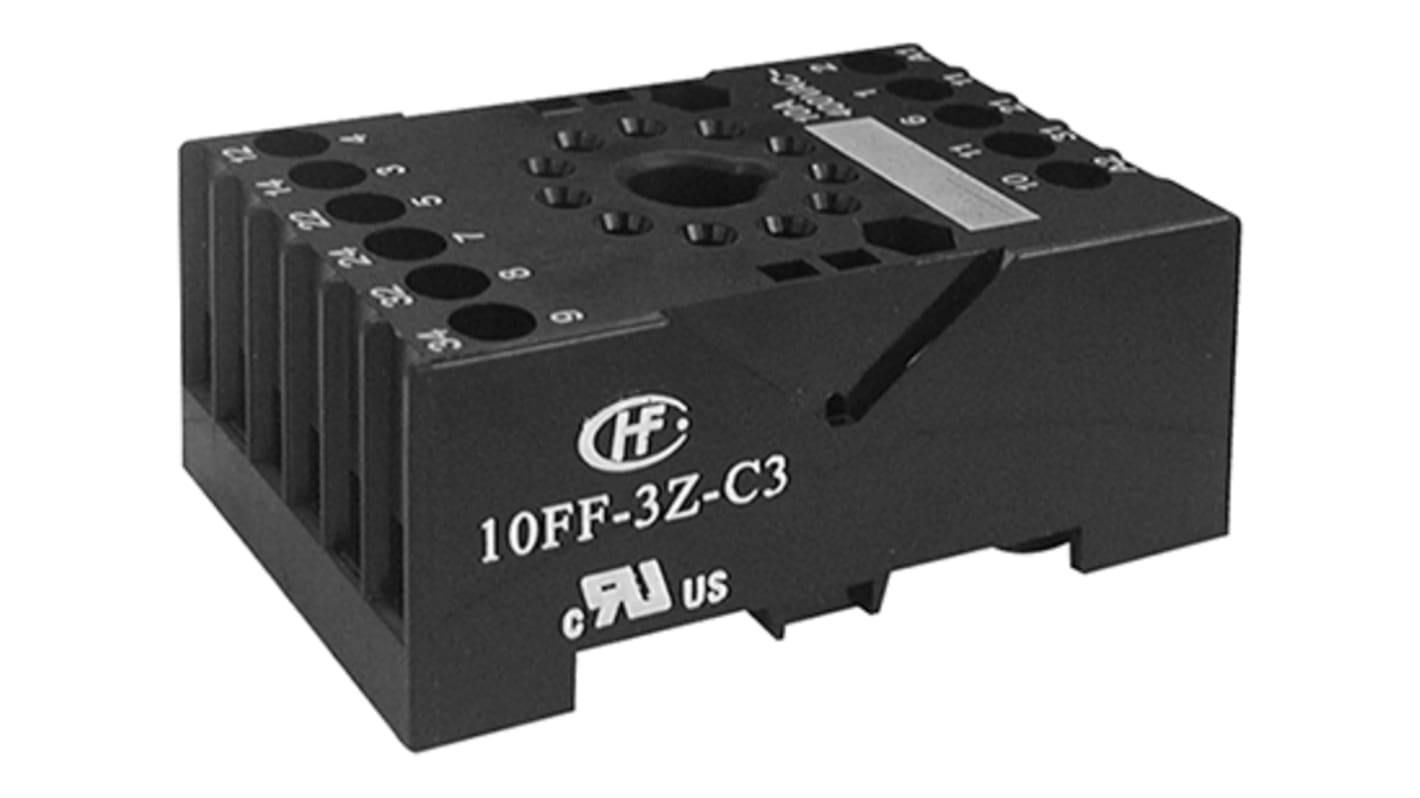 Zócalo de relé Hongfa Europe GMBH para Relés de las series HF10FF y HF10FH de 11 contactos, 10A máx., para carril DIN