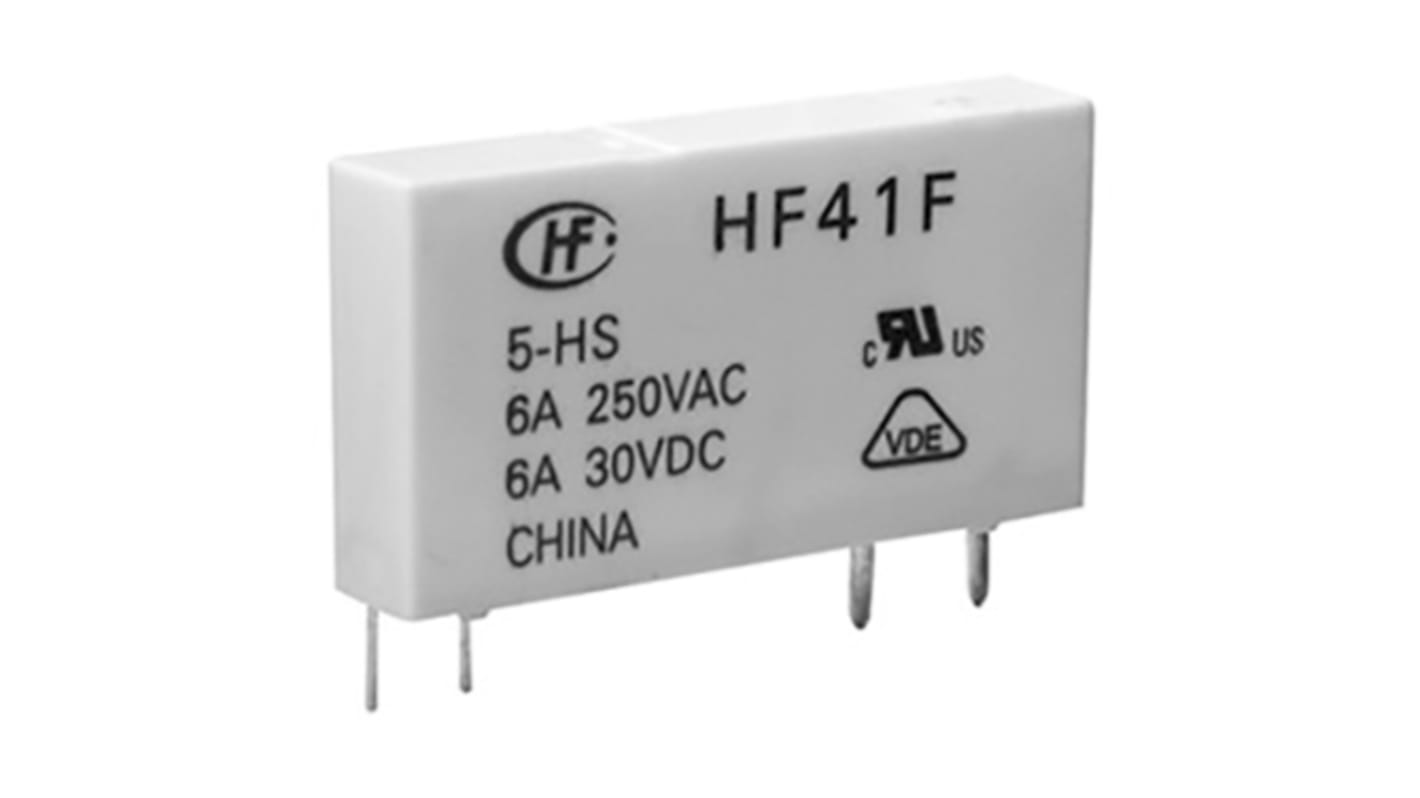 Hongfa Europe GMBH PCB Mount Power Relay, 24V dc Coil, 6A Switching Current, SPDT