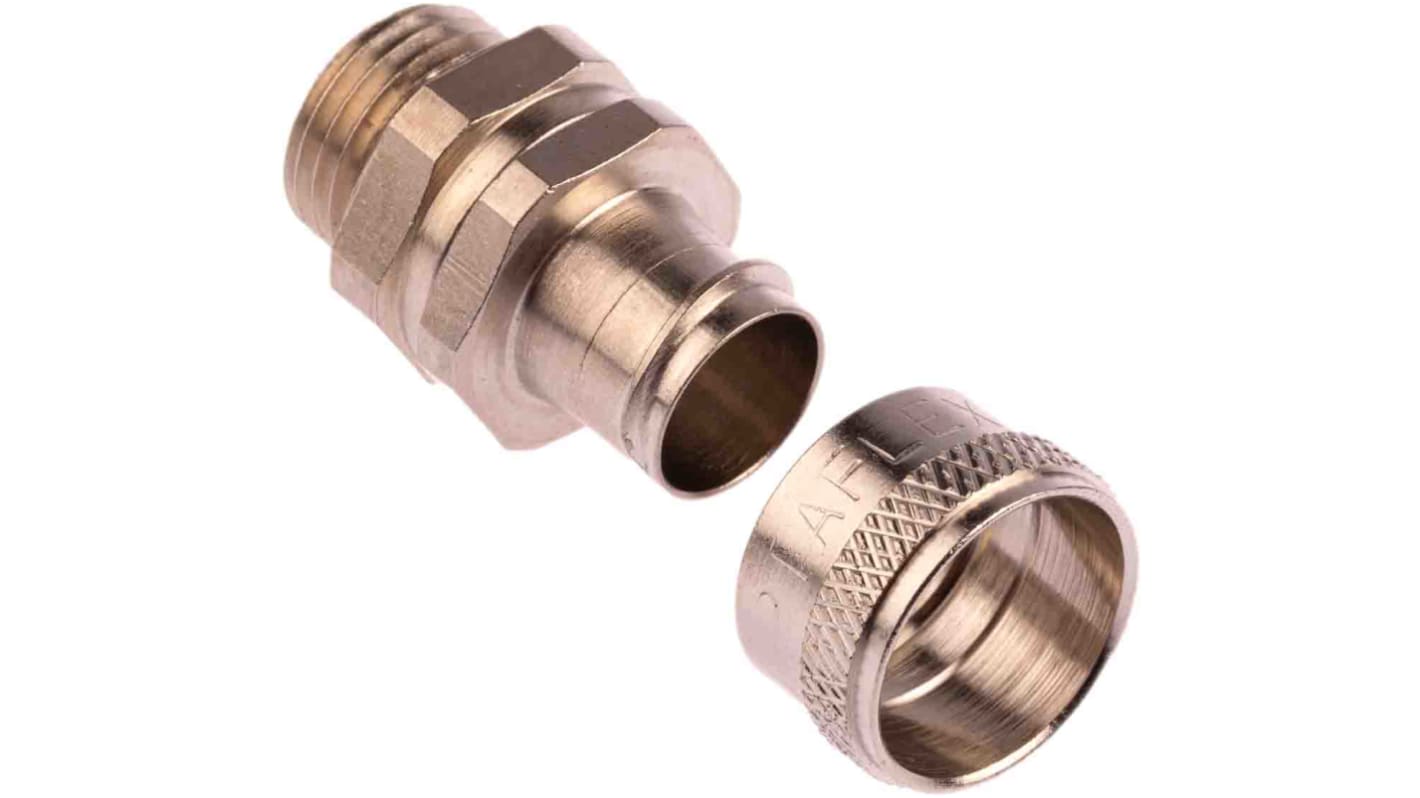 Adaptaflex Swivel, Conduit Fitting, 16mm Nominal Size, M16, Brass, Silver