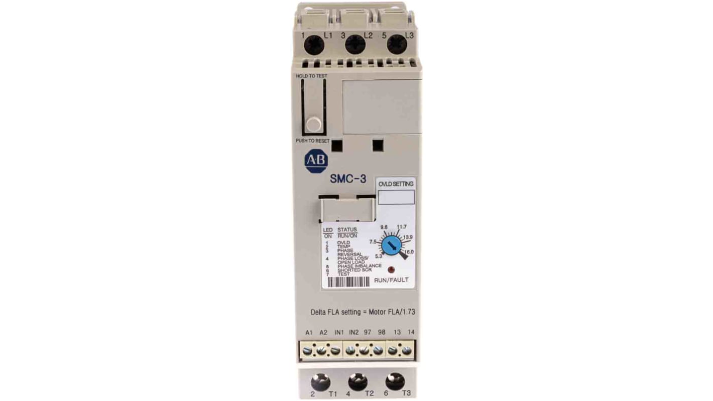 Allen Bradley Soft Starter, Soft Start, 7.5 kW, 460 V ac, 3 Phase, IP2X