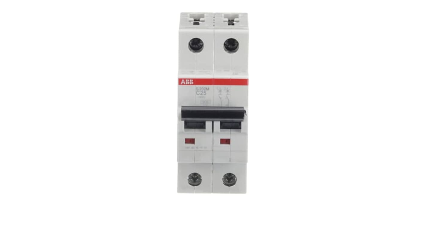 ABB S200M MCB Leitungsschutzschalter Typ C, 2-polig 25A 440V, Abschaltvermögen 10 kA System Pro M Compact