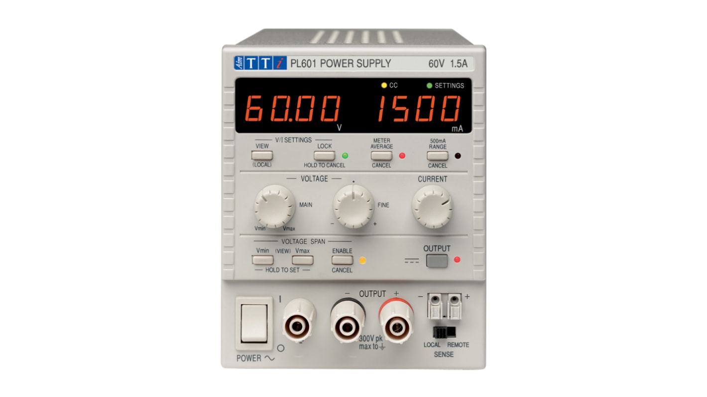 Aim-TTi PL Series Digital Bench Power Supply, 0 → 60V, 0 → 1.5A, 1-Output, 90W