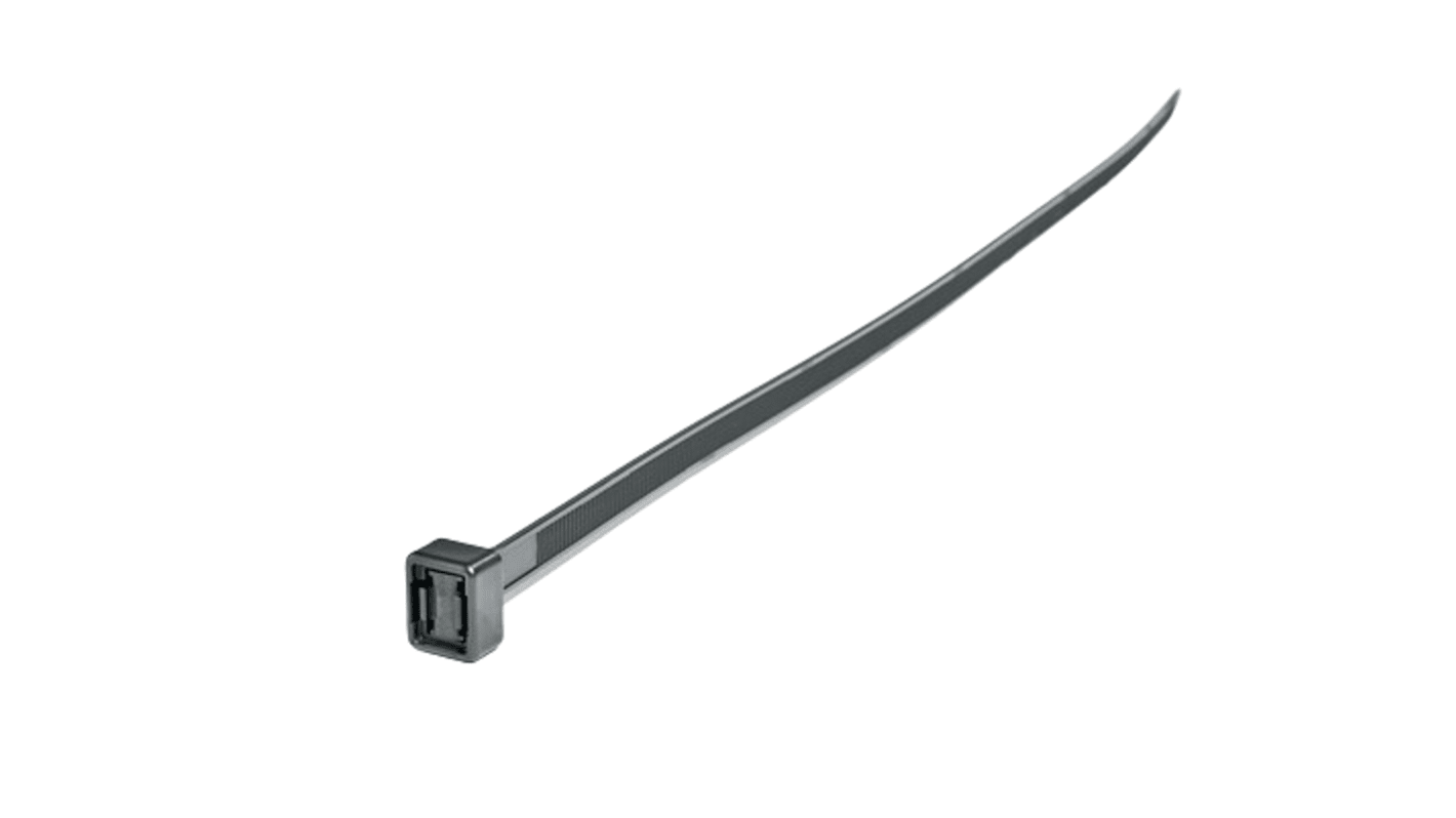 HellermannTyton Cable Tie, 375mm x 7.6 mm, Black Polyamide 6.6 (PA66), Pk-50