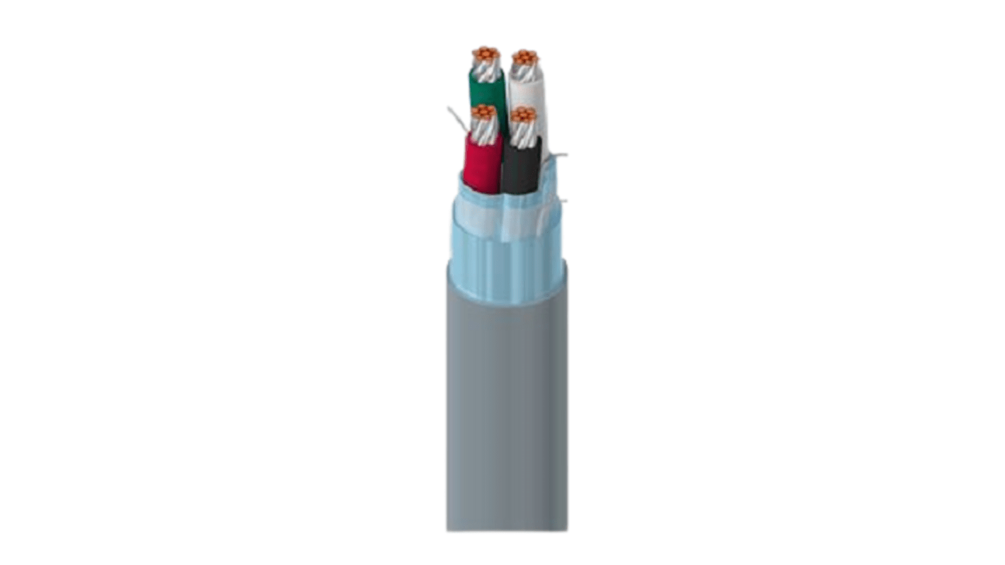 Belden Screened 4 Core Line level Low Voltage signal Cable, 0.33 mm² CSA, 5.46mm od, 152m, Chrome