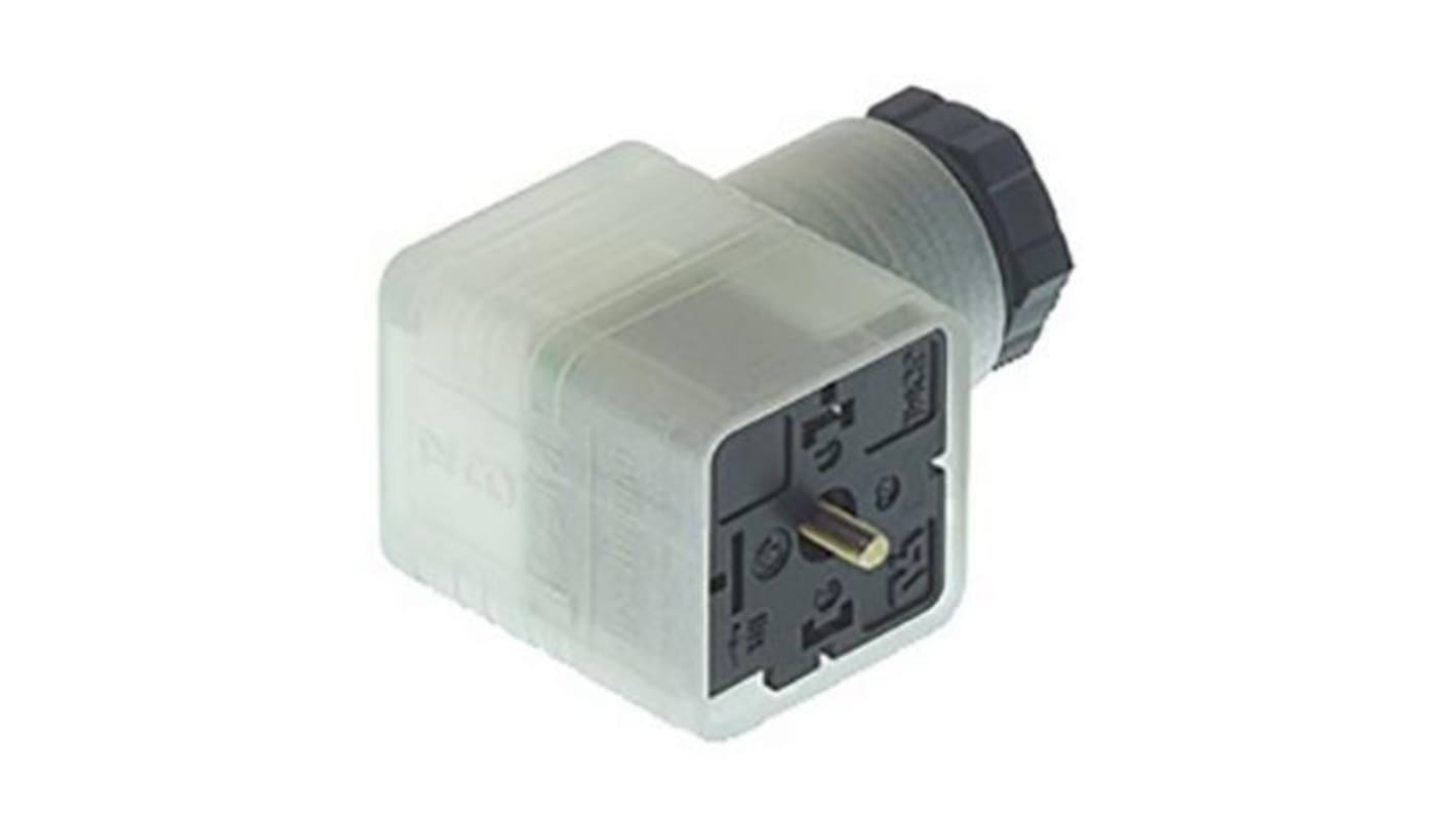 Conector de válvula DIN 43650 A Hirschmann GDML, hembra, 2P+E, 110 V, 8A, con circuito de protección, prensaestopas