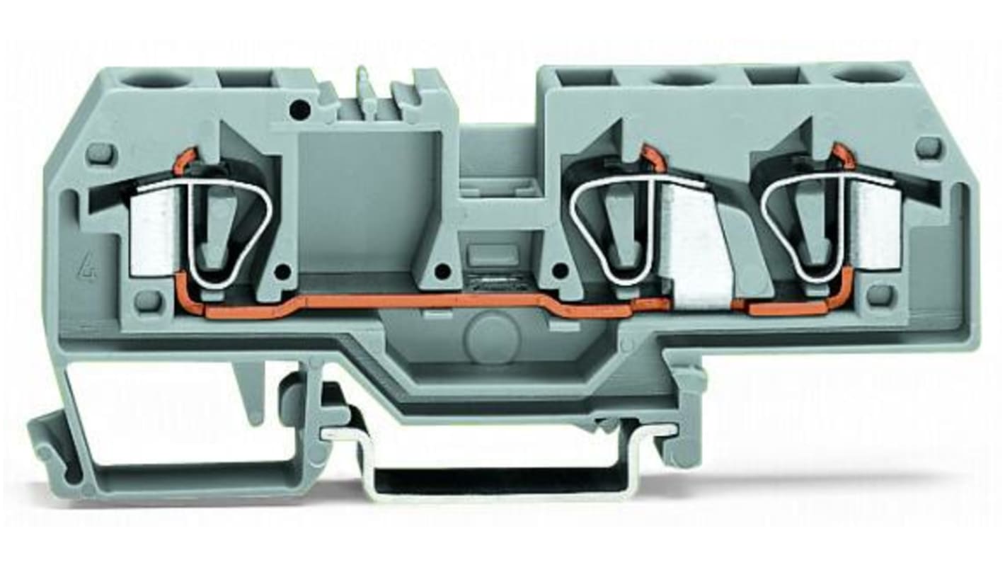 Bloc de jonction de traversée Wago 282, 6mm², Cage à ressort, Gris