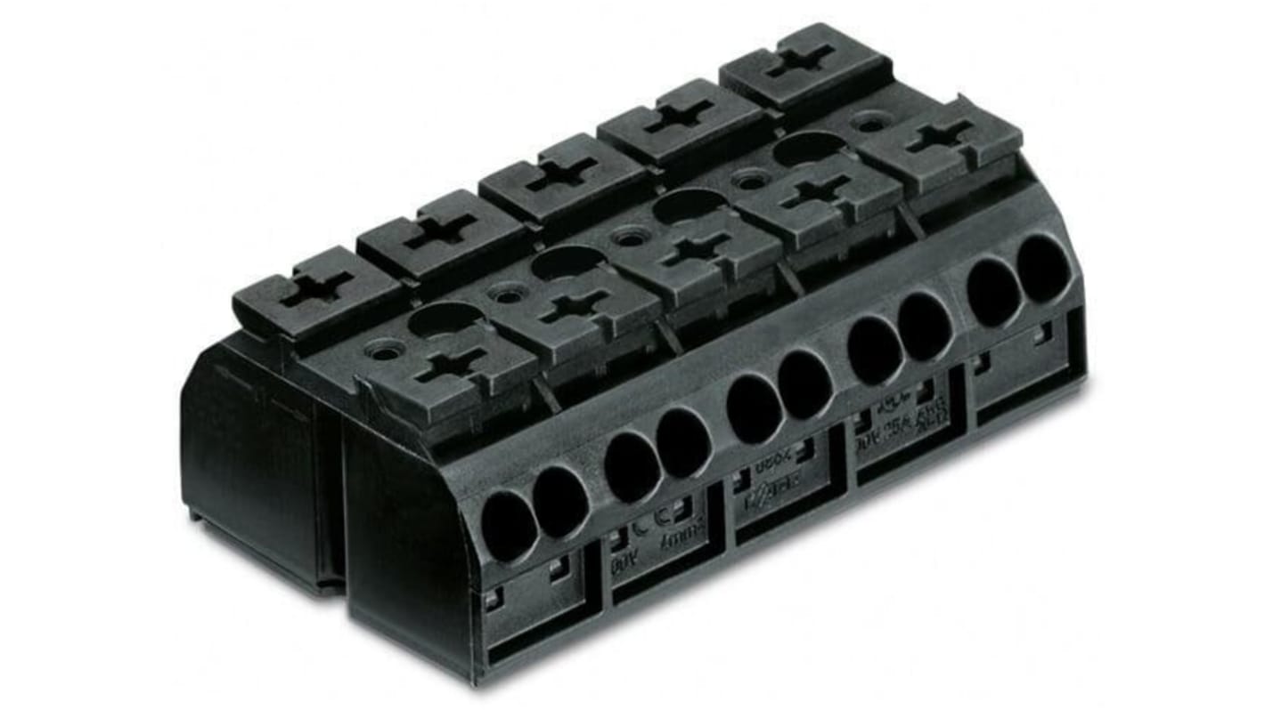 Wago 862 Series Terminal Strip, 5-Way, 32A, 20 → 12 AWG, Wire, Push-In Cage Clamp Termination