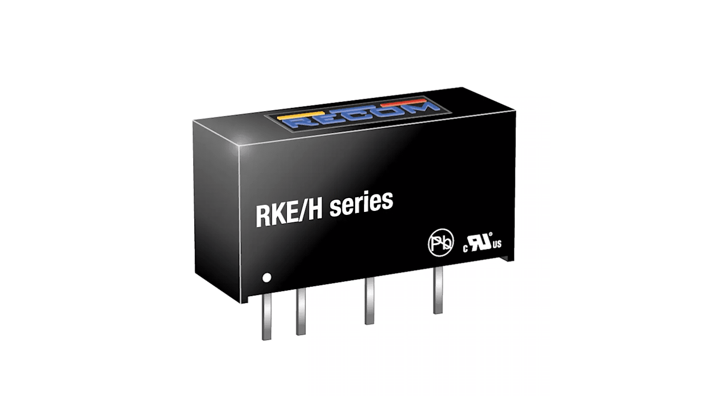 Recom RKE/H DC-DC Converter, 5V dc/ 200mA Output, 10.8 → 13.2 V dc Input, 1W, Through Hole, +85°C Max Temp -40°C