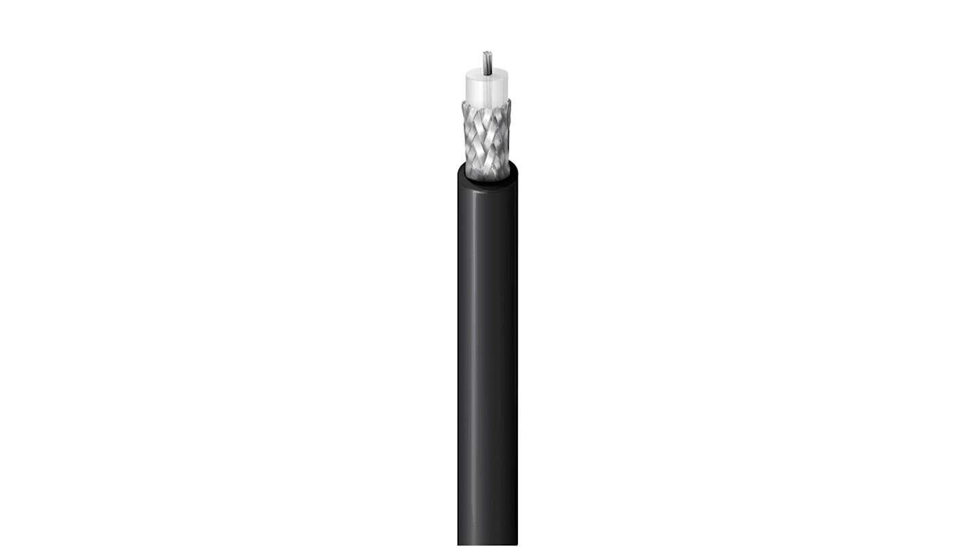 Cable coaxial RG58C/U Belden, 50 Ω, long. 152.4m, funda de , funda de PVC Negro