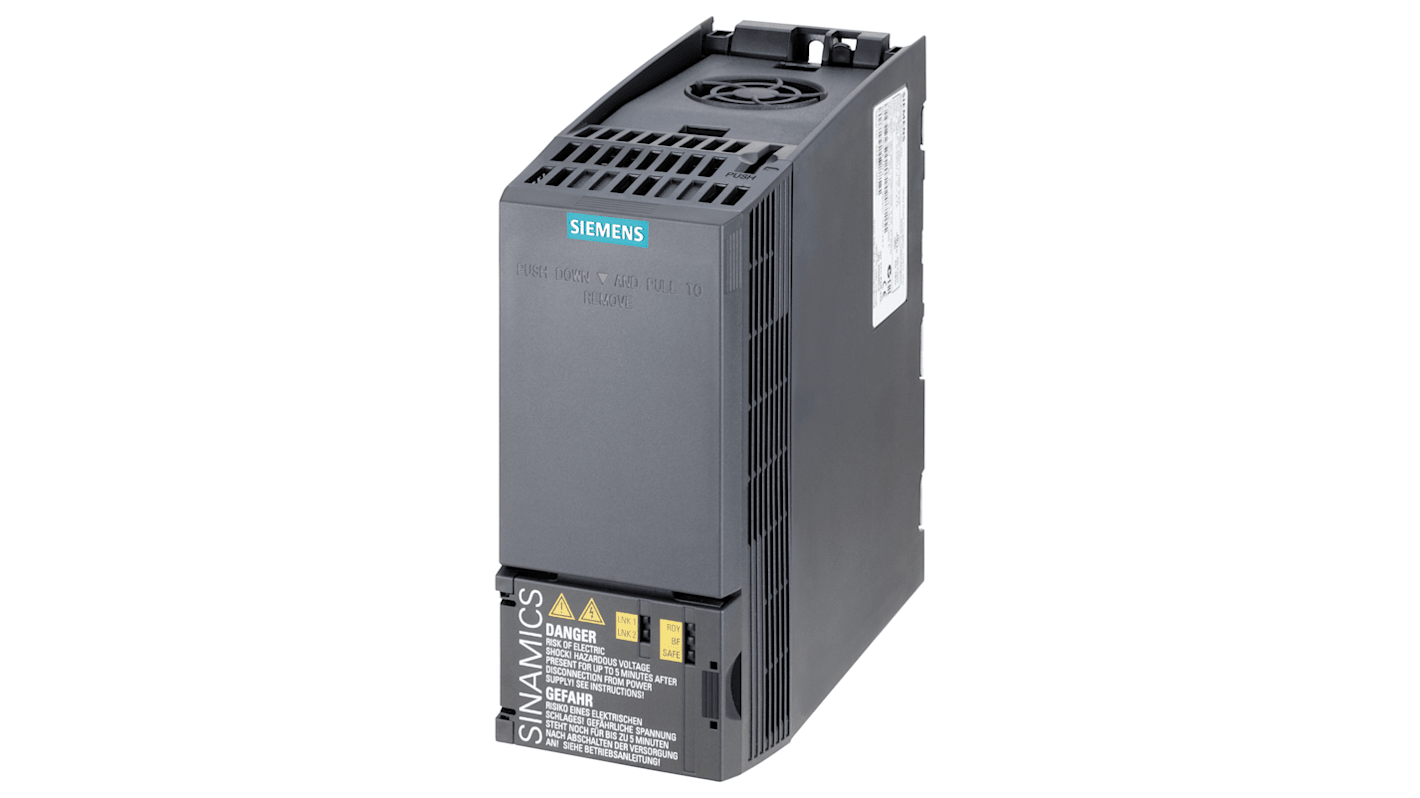 Siemens Inverter Drive, 0.55 kW, 3 Phase, 400 V ac, 2.5 A, 2.9 A, SINAMICS G120C Series