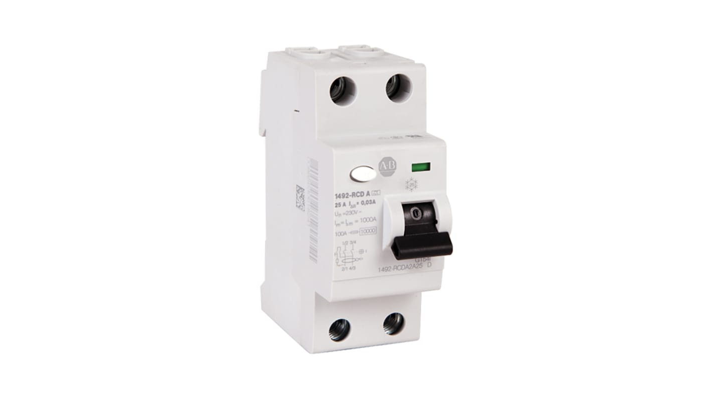 Interrupteur différentiel Allen Bradley 1492-RCDA, 1P+N Pôles, 25A, 300mA, Type A