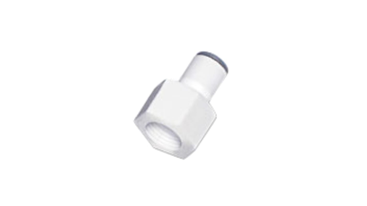 Legris LF6300 LIQUIfit Series Straight Threaded Adaptor, R 1/8 Female to Push In 6 mm, Threaded-to-Tube Connection Style