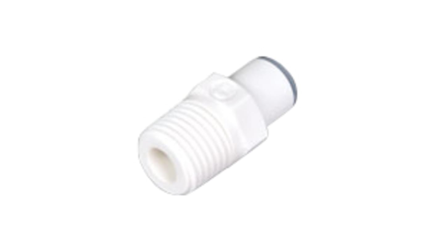 Legris LF6300 LIQUIfit Series Straight Threaded Adaptor, R 1/8 Male to Push In 6 mm, Threaded-to-Tube Connection Style