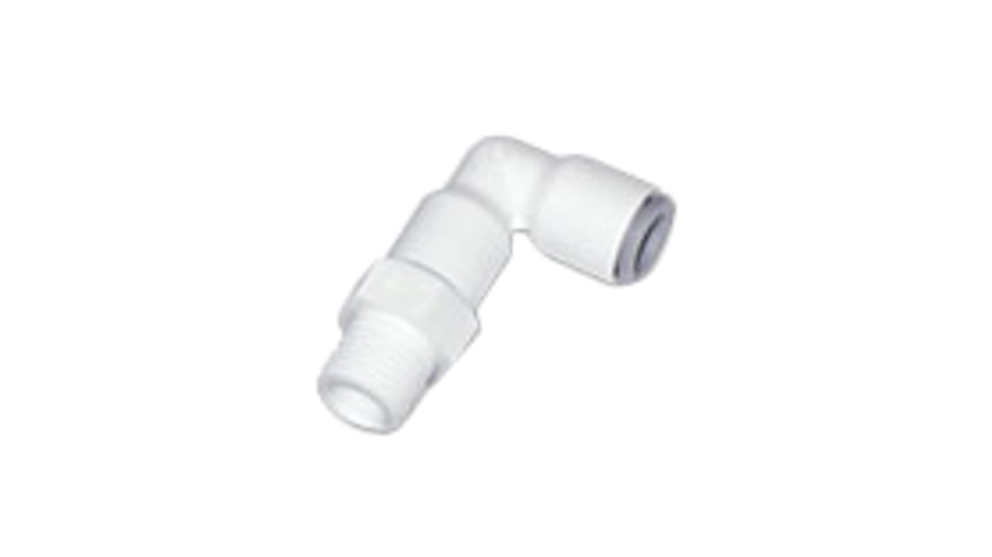 Legris LF6300 LIQUIfit Series Elbow Threaded Adaptor, R 1/4 Male to Push In 6 mm, Threaded-to-Tube Connection Style