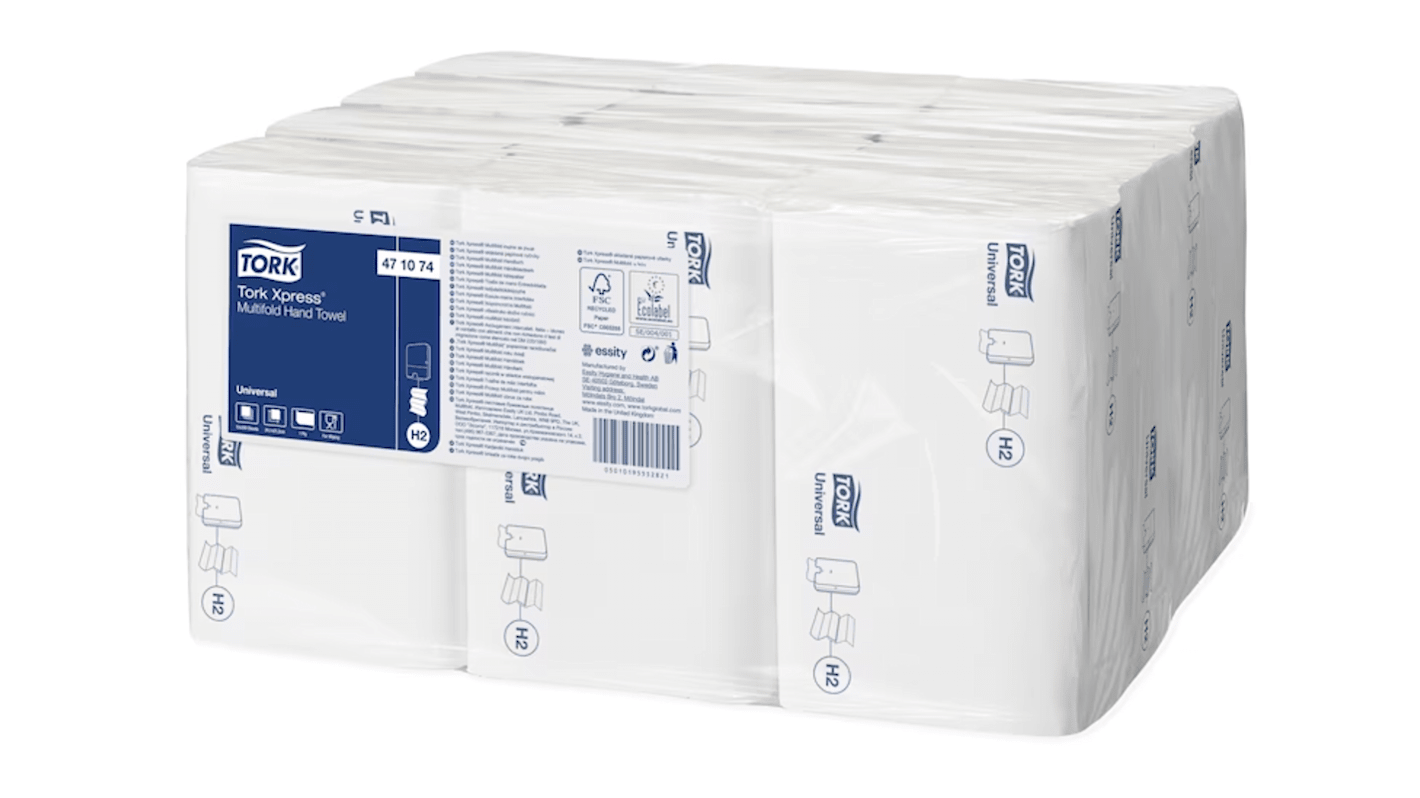 Toalla de Papel Tork XPRESS / Plegado Blanco de 1 capa, 250 x 12 Hojas de 241 x 213 (Unfolded) mm, 81 x 213 (Folded) mm