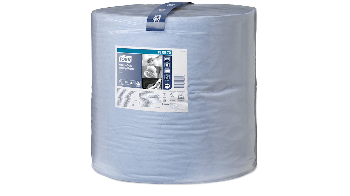 Toalla de Papel Tork H-D Wiping Paper / Rollo Azul de 2 capas, 1 Hojas de 340 m x 369mm