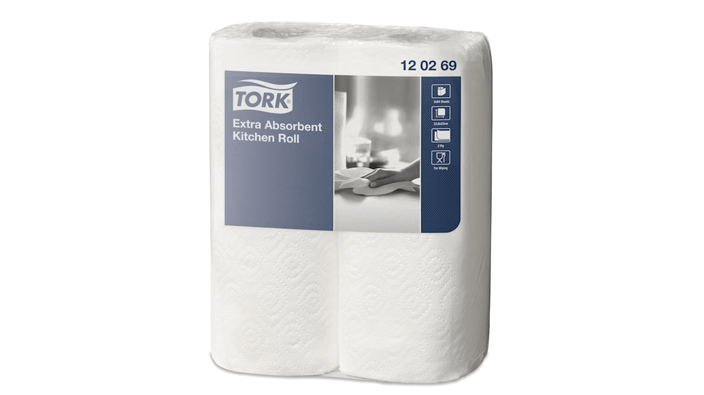 Essuie-tout Extra Absorbent Kitchen Roll Rouleau Blanc, 64 x 24 feuilles