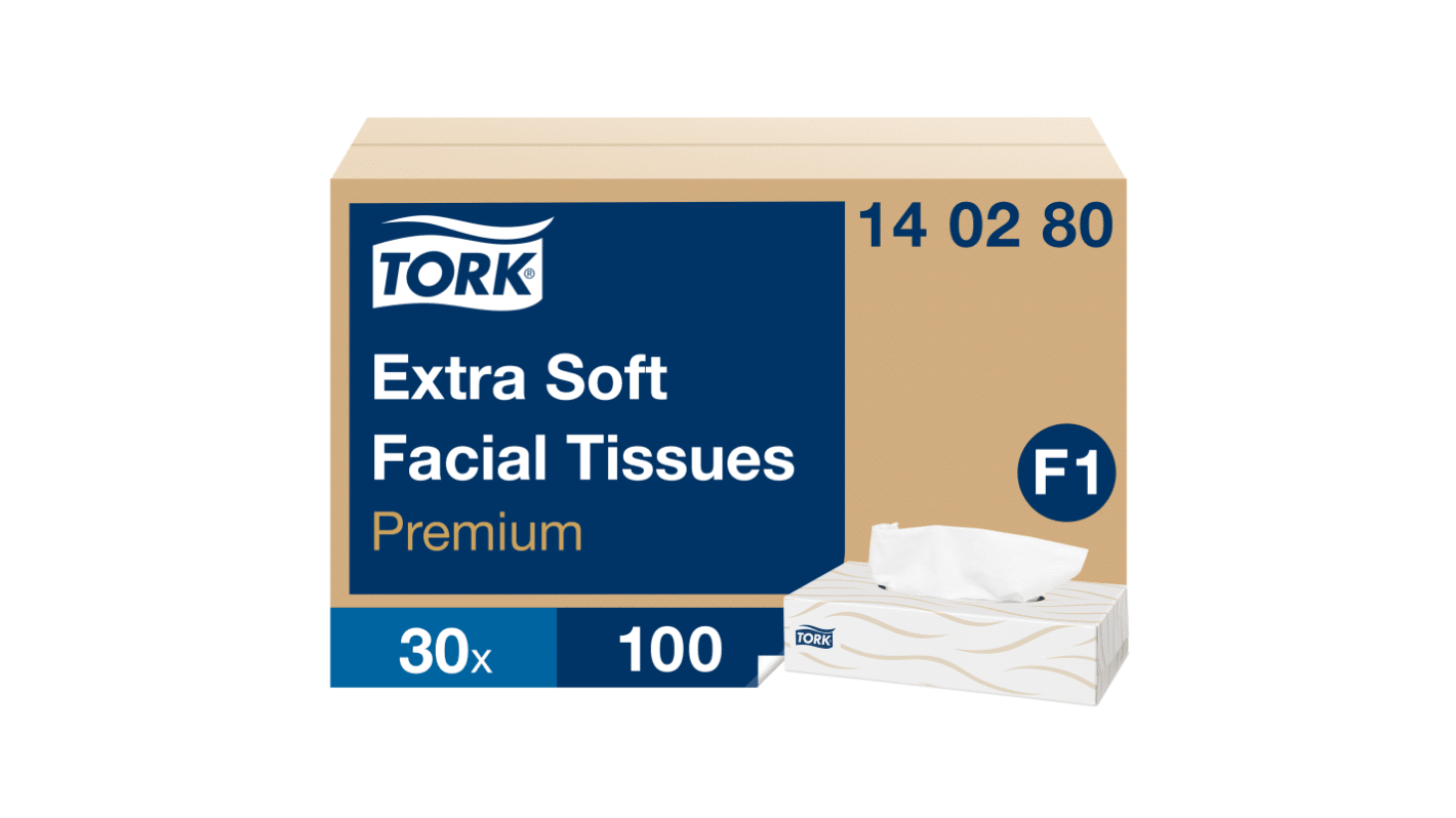 140280 Extra Soft White Facial Tissues, Box of 100 RS