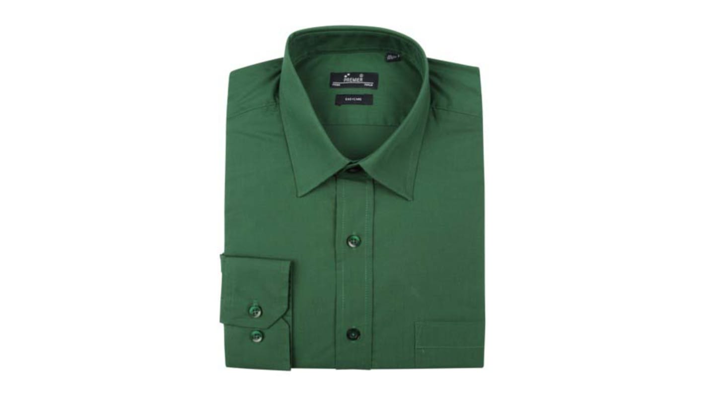 RS PRO Green Men's Cotton, Polyester Long Sleeved Shirt, UK- 16.5, EUR- 42