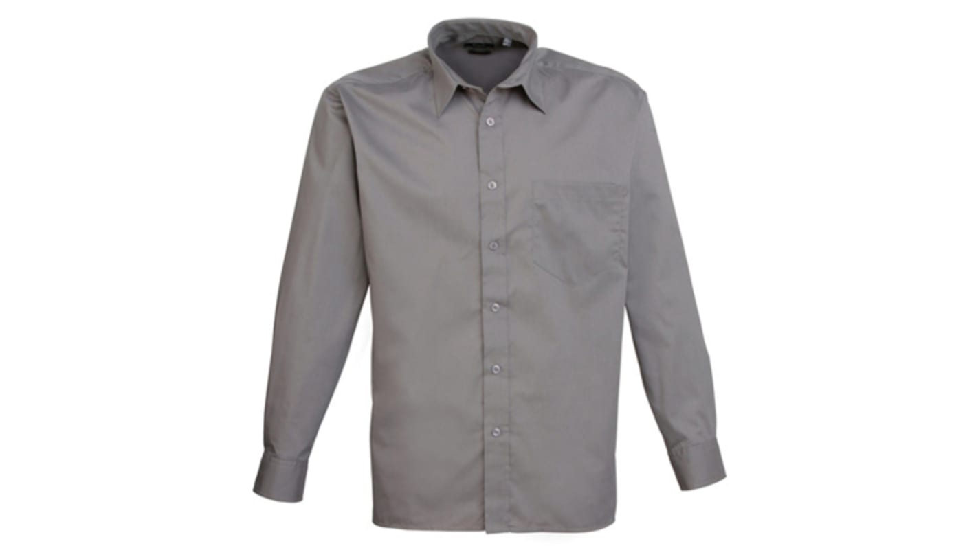 RS PRO Grey Men's Cotton, Polyester Long Sleeved Shirt, UK- 16, EUR- 41