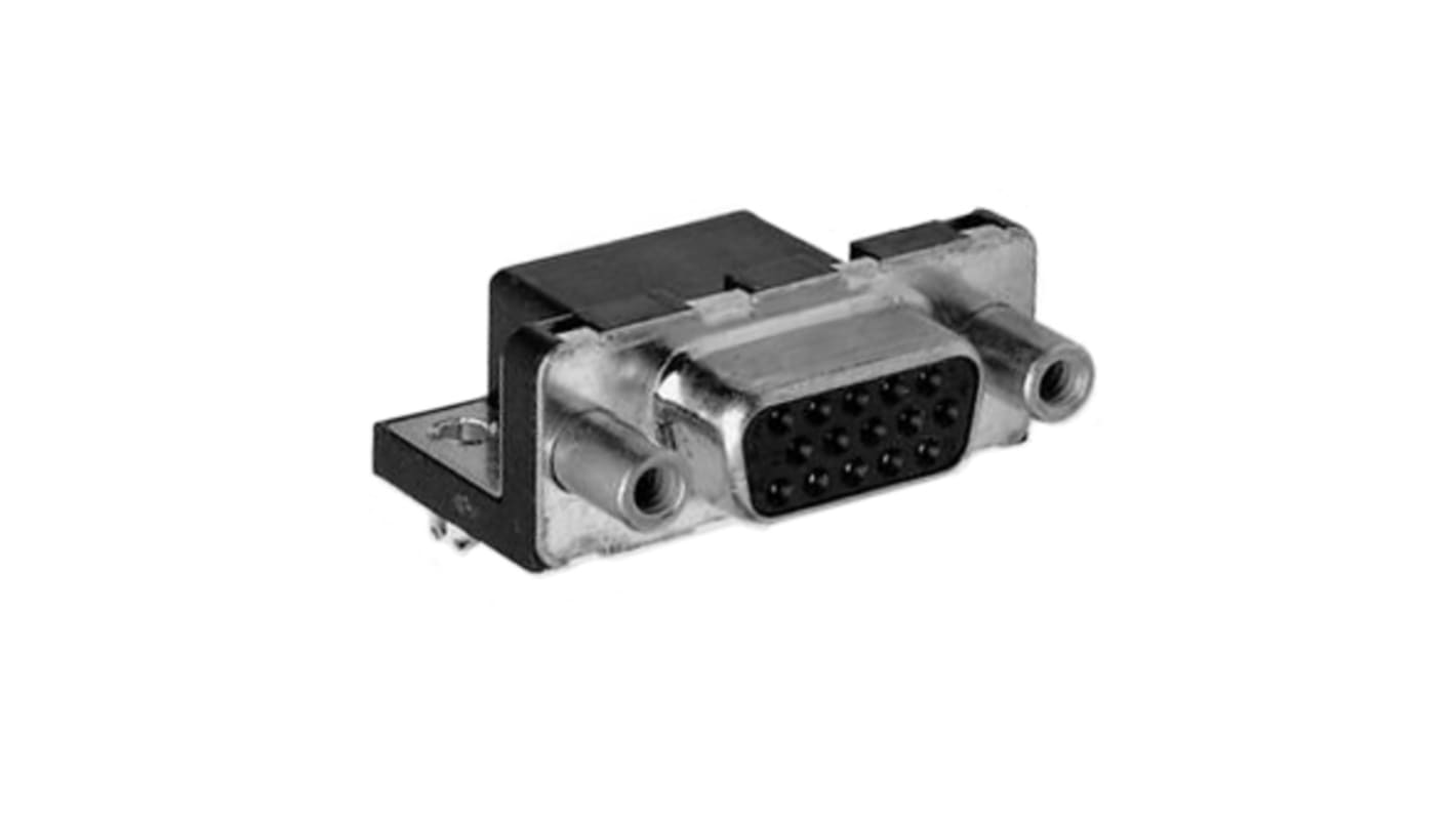 Conector D-sub Amphenol ICC, Serie CD, paso 2.285mm, Ángulo de 90° D-Sub de alta densidad, Montaje enchufable, Hembra,