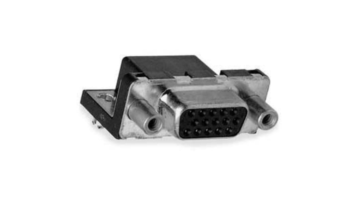 Amphenol ICC CD 15 Way Right Angle Plug-In Mount D-sub Connector Socket, 2.285mm Pitch, with Screw