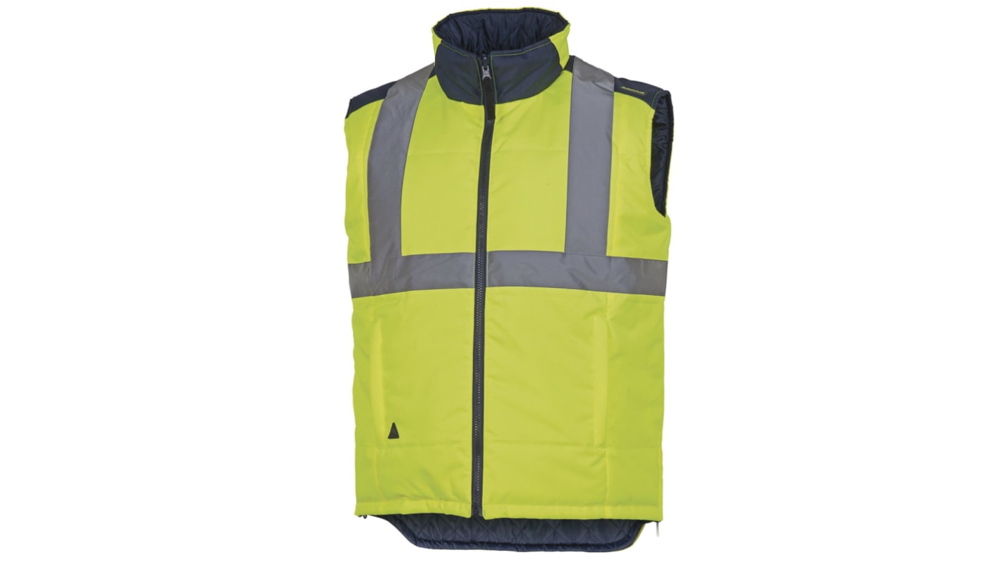 Delta Plus Fluorescent Yellow-Navy Blue Polyurethan-coated Oxford Hi Vis Vest, L