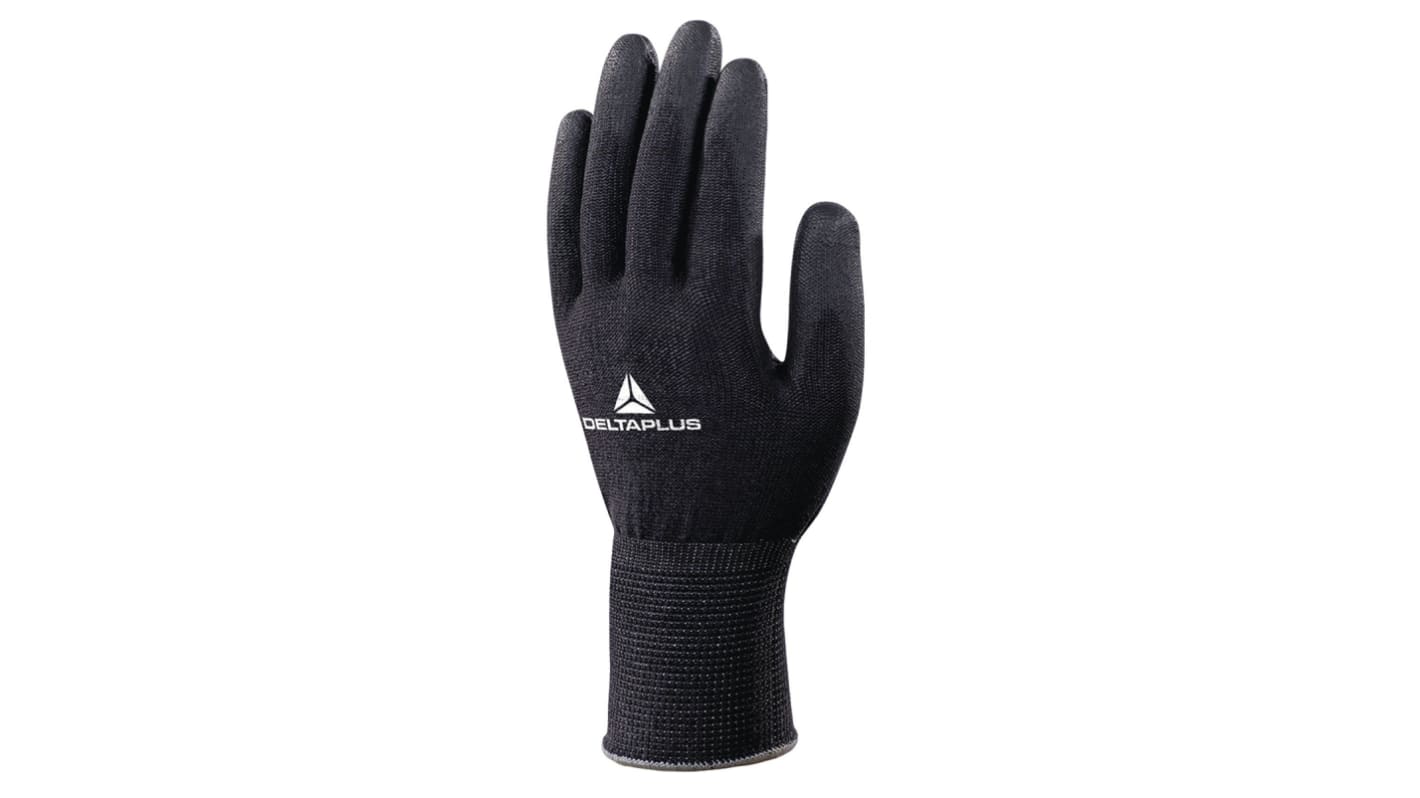 Delta Plus Black HPPE, Spandex General Purpose Work Gloves, Size 8, Medium, Polyurethane Coating