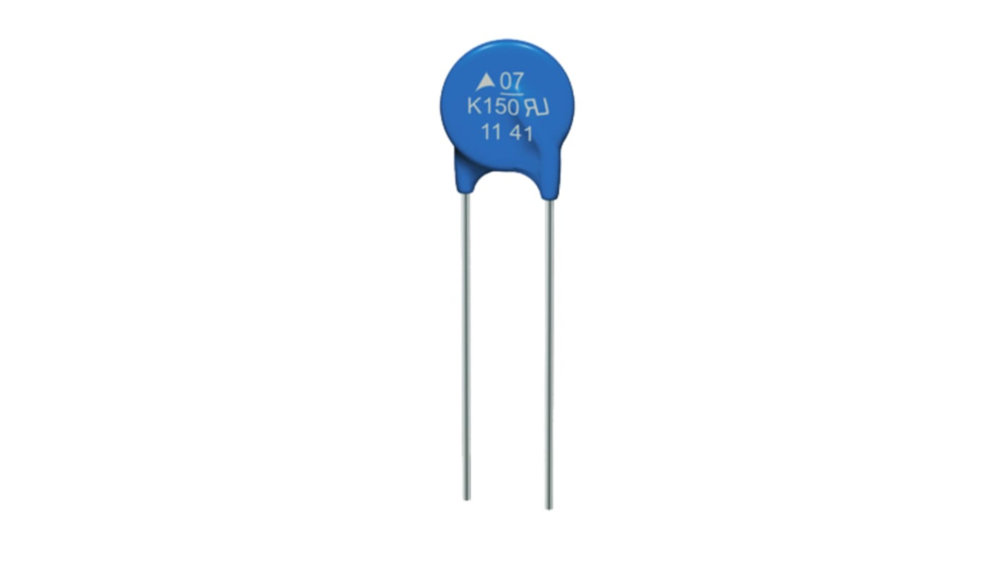 Varistor de óxido metálico EPCOS Standard, tensión de ruptura 620V, 10A, 28J, 85pF, dim. 9 x 5.2 x 11.5mm, paso 2.5mm